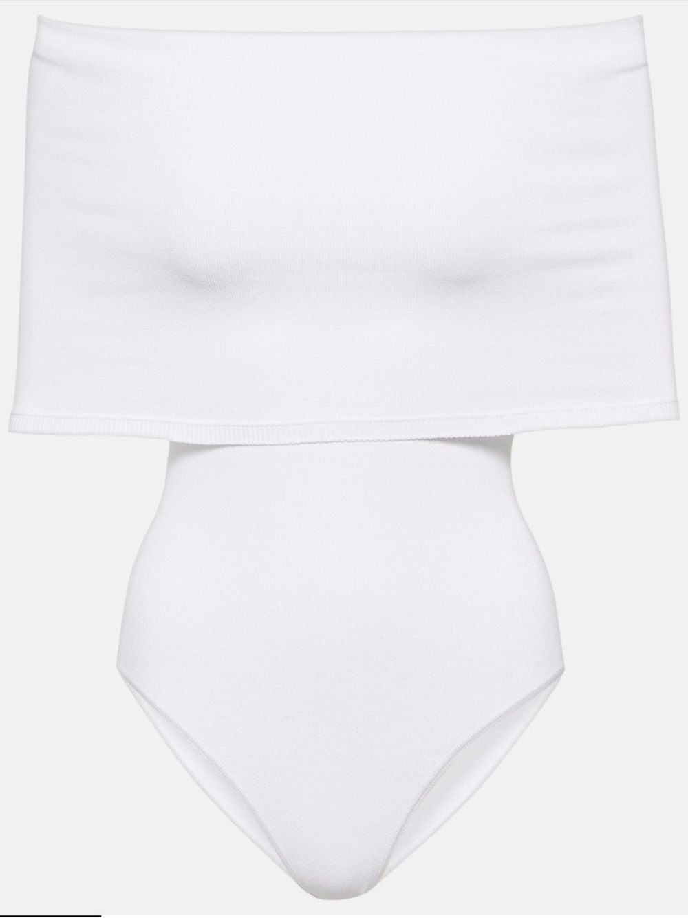 Alaïa White Off-Shoulder Knit Bodysuit EU SZ 36
